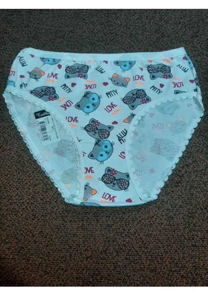 Beyaz Üzerine Renkli Desenli %94 Pamuk Cotton %6 Elastan Bato Kız Çocuk Rahat Kullanışlı Külot