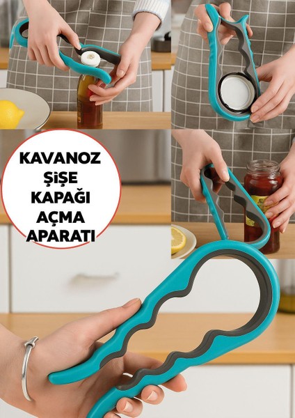 Kavanoz ve Şişe Kapağı Açma Aparatı - Kaymaz Çok Amaçlı Pratik Kapak Açıcı