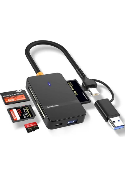 8'i 1 Arada Çok Fonksiyonlu Sd / Tf / Cf / Ms Yüksek Hızlı Kart Okuyucu USB 3.0 - CZ52
