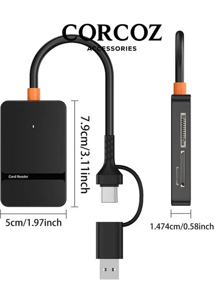 8'i 1 Arada Çok Fonksiyonlu Sd / Tf / Cf / Ms Yüksek Hızlı Kart Okuyucu USB 3.0 - CZ52 fiyatları