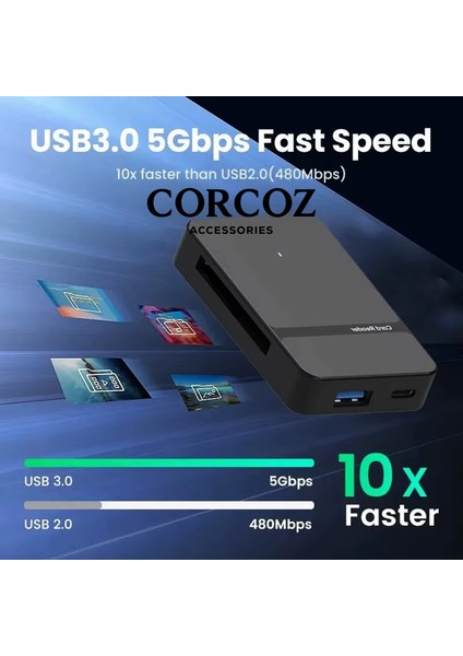 8'i 1 Arada Çok Fonksiyonlu Sd / Tf / Cf / Ms Yüksek Hızlı Kart Okuyucu USB 3.0 - CZ52 fırsatları
