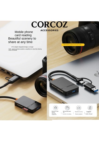 8'i 1 Arada Çok Fonksiyonlu Sd / Tf / Cf / Ms Yüksek Hızlı Kart Okuyucu USB 3.0 - CZ52