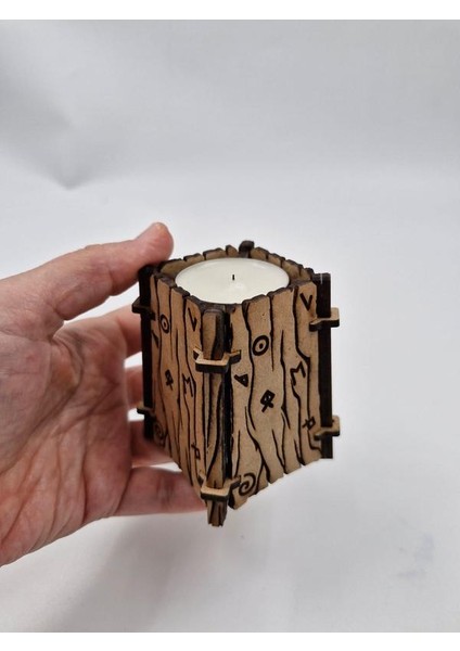 Ahşap Dekoratif Mumluk Tealight Mum Uyumlu 8 cm x 6 fırsatları