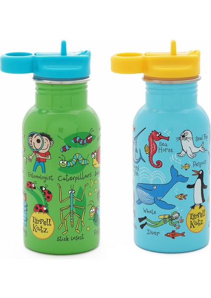 2'li 400ML Pipetli Paslanmaz Çelik Matara Bugs- Ocean