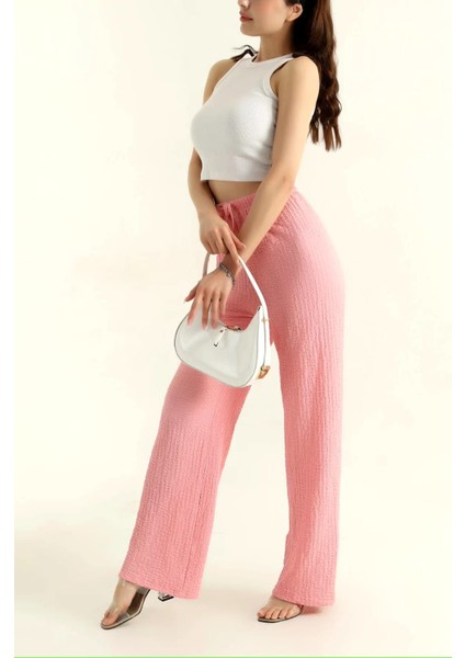 Beli Lastikli Gofre Kumaş Palazzo Pantolon fırsatları