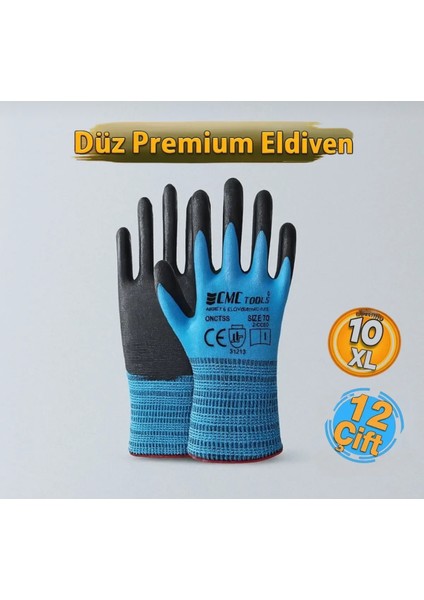 1735 Düz Premium Iş Eldiveni 10 Numara (12 Çift)