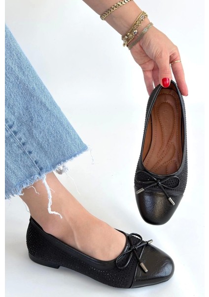 Etya Siyah Cilt Babet Ayakkabı