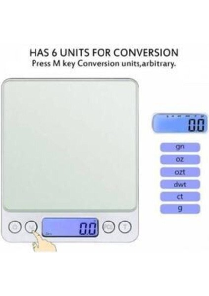 Mini Dijital Hassas Tartı, Mutfak ve Kuyumcu Terazisi, 2000 Gr, Gri indirimleri