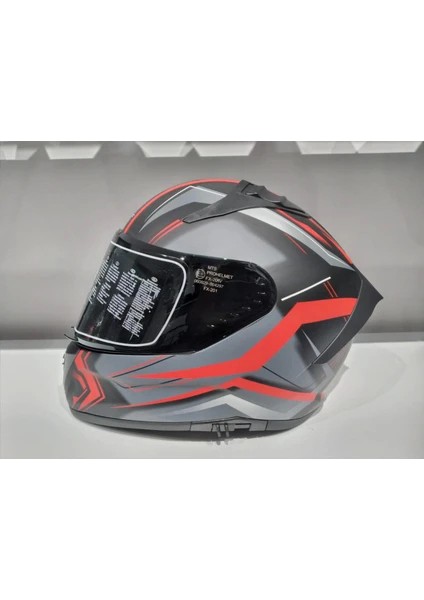 Mts Kask Mts Pro 801 Twılgh Güneş Gözlüklü Mat Gri/kırmızı