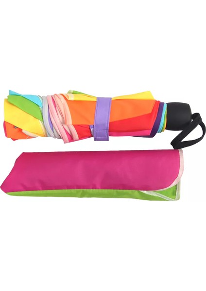 Düz Gökkuşağı Renkli Rüzgara Dayanıklı Şemsiye modelleri