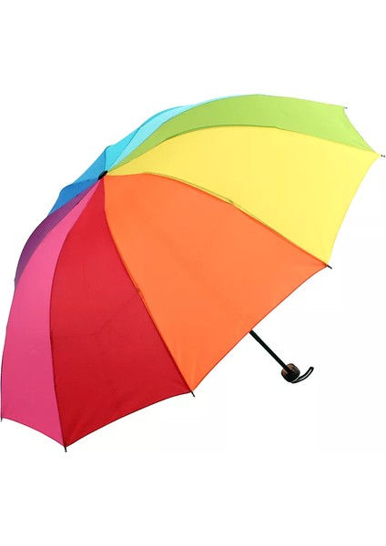 Düz Gökkuşağı Renkli Rüzgara Dayanıklı Şemsiye indirimleri