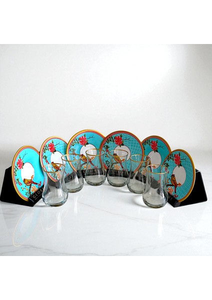 Kuşlu Çiçekli 6 Kişilik Çay Bardağı Seti modelleri
