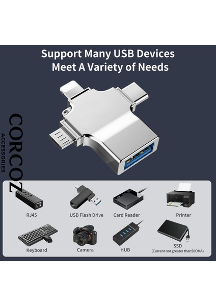 Lightning Type-C Micro To USB 3.0 Bellek Okuyucu Adaptör - CZ59 fiyatları