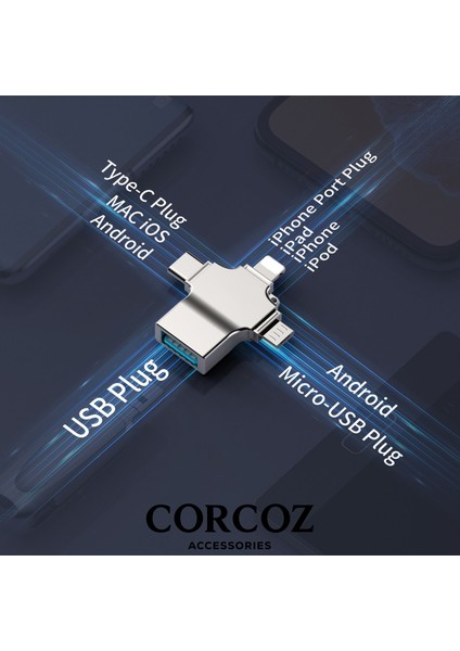 Lightning Type-C Micro To USB 3.0 Bellek Okuyucu Adaptör - CZ59 indirimleri