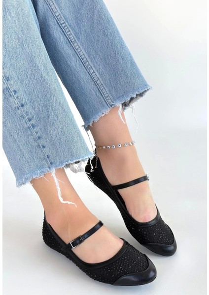 Toyan Siyah Cilt Babet Ayakkabı