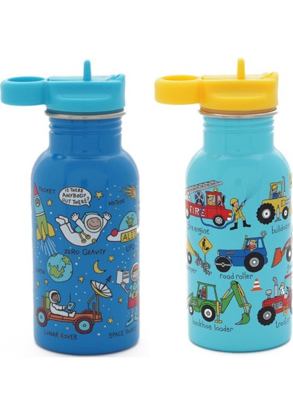 2'li 400ML Pipetli Paslanmaz Çelik Matara Space-Wheels