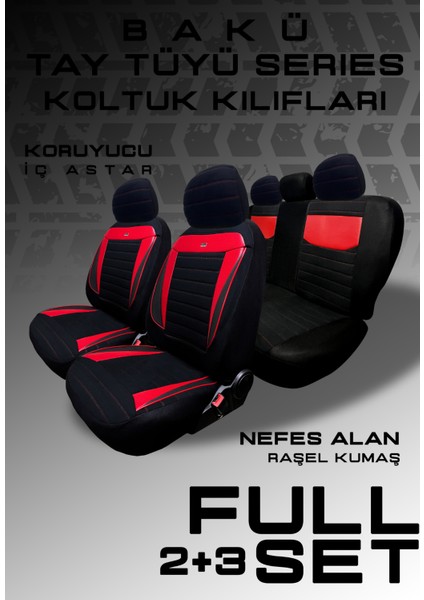 Nissan Pulsar 2016-2019 Bakü Pulse Serisi Raşel Siyah Kırmızı Koltuk Kılıfı modelleri