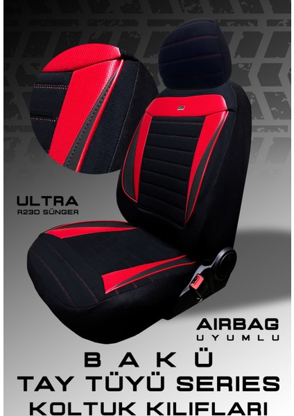 Seat Leon Fr 2011 ve Sonrası Bakü Pulse Serisi Raşel Siyah Kırmızı Koltuk Kılıfı fiyatları