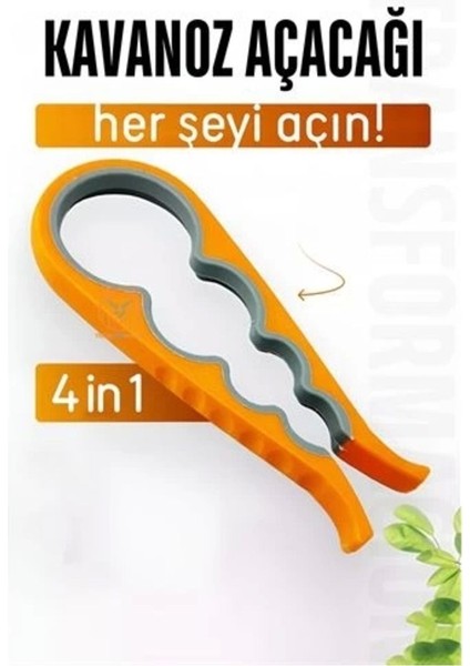 Renkli 4'ü 1 Arada Kavanoz ve Şişe Açacak, Pratik Kullanım Sağlar