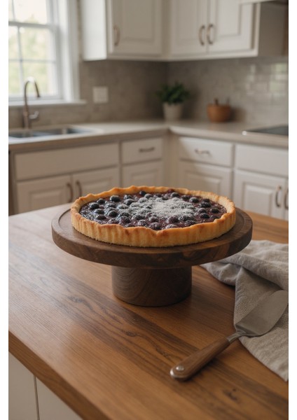 Artizan Ceviz Ağacı Ayaklı Pasta Kek Standı modelleri