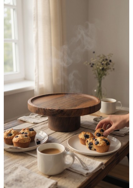 Artizan Ceviz Ağacı Ayaklı Pasta Kek Standı fırsatları