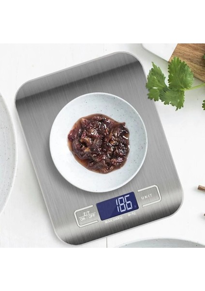 Gri Inox Dijital Mutfak Tartısı, Hassas ve Dayanıklı Elektronik Terazisi
