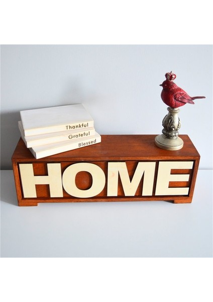 Ahşap Home Yazılı Dekoratif Kutu 43X13X10 cm modelleri