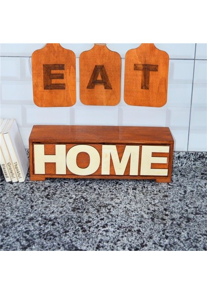 Ahşap Home Yazılı Dekoratif Kutu 43X13X10 cm fırsatları