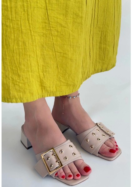 Ciey Bej Cilt Topuklu Terlik modelleri