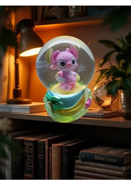 Stitch -( Sarı Altlık) 11CM-7CM –pilli Pembe Kar Küre indirimleri