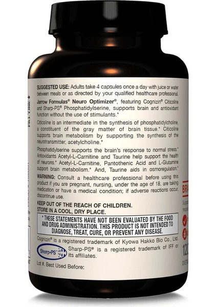 Neuro Optimizer Hafıza Ultra Zeka Pantothenic Calcium D-Pantothenate Acetyl-L-Carnitine Hydrochloride L-Glutamine Taurine Cytidine 5'-Diphosphocholine