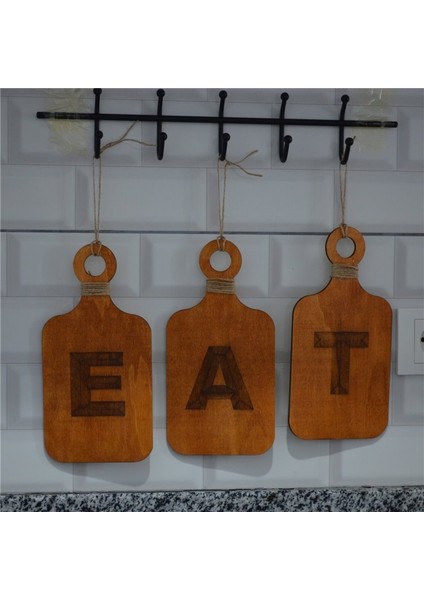 Rustik Ahşap Eat Duvar Panosu Mutfak Kafe ve Restoran Dekoru