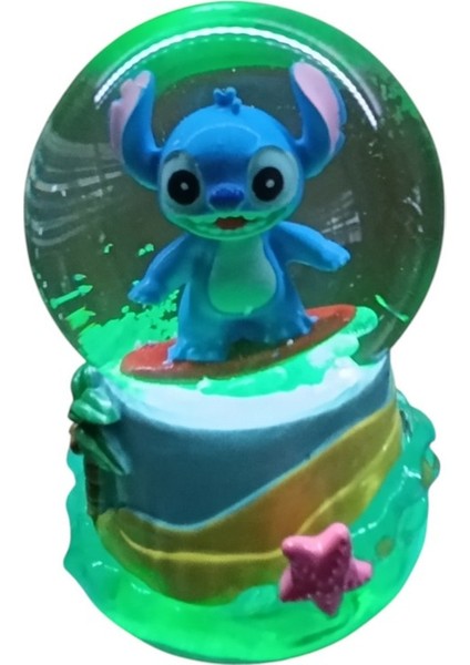 Işıklı 10CM-8CM -Mavi Renk ( Sarı Altlık) Stitch Kar Küre fırsatları