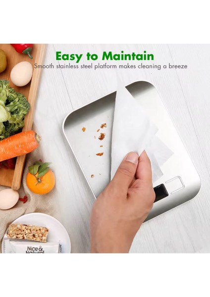 Paslanmaz Çelik Dijital Mutfak Terazisi, Şık ve Hassas Ölçüm Sağlar fırsatları