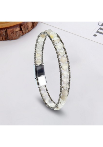 Çelik Halat Ve Ay Taşı Doğaltaş Bileklik 31832B2DH12