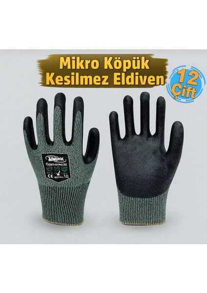 EL-162 Mikro Köpük Kesilmez Eldiven 10 Numara (12 Çift)