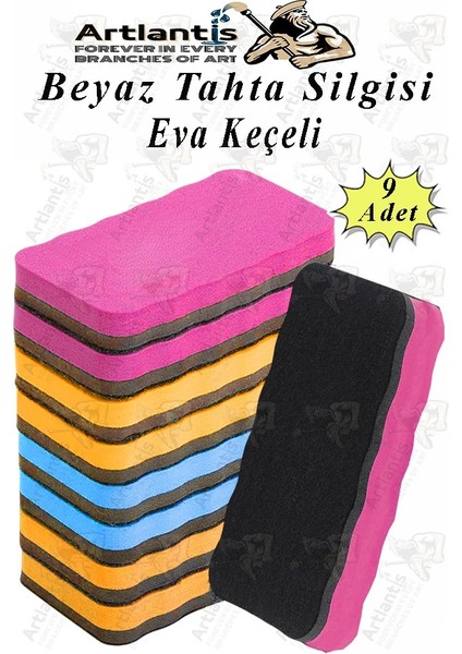 Yazı Tahta Silgisi Eva 9 Adet Beyaz Yazı Tahtası Silgisi Kaliteli Keçe Uçlu Eva Okul Sınıf Ofis Kuru Silgi