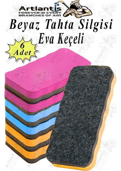 Yazı Tahta Silgisi Eva 6 Adet Beyaz Yazı Tahtası Silgisi Kaliteli Keçe Uçlu Eva Okul Sınıf Ofis Kuru Silgi