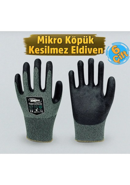 EL-162 Mikro Köpük Kesilmez Eldiven 10 Numara (6 Çift)