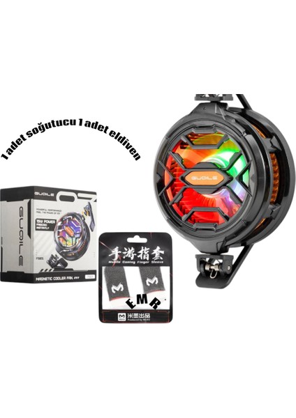 Telefon Buz Soğutucu Fan Mıknatıs Klips Rgb Siyah Telefonlara Uyumlu 1ADET Sugutucu 1 Adet Eldiven Hediye