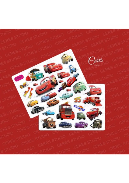 Cars Arabalar Şimşek Mcqueen ve Arkadaşları Sticker Etiket 2 Sayfa 38 Adet Etiket