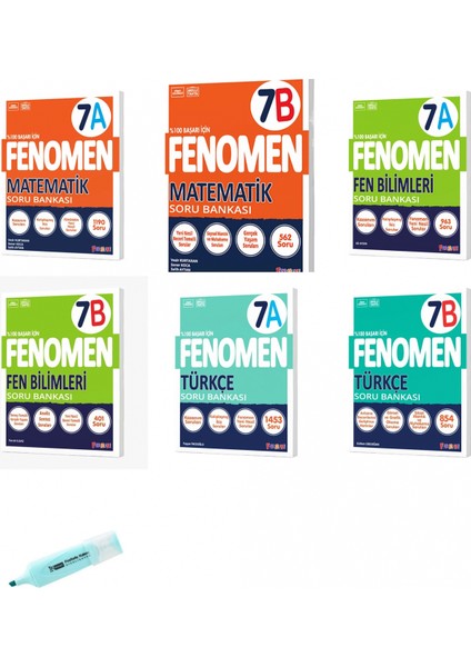 7. Sınıf Matematik A-B Fen Bilimleri A-B ve Türkçe A-B Soru Bankası