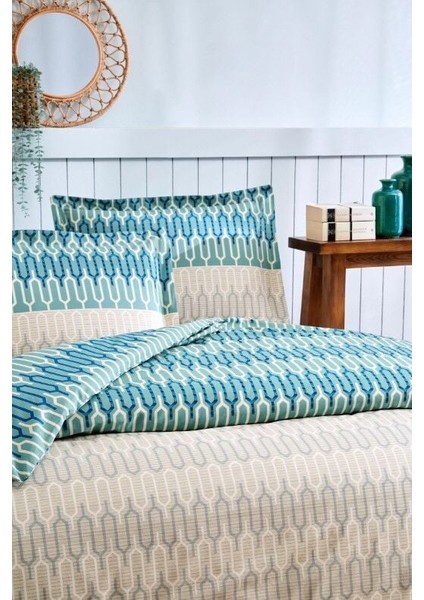 Mulvxurg URG02 Çift Kişilik Nevresim Takımı Flame Stitch Mavi (Mulvix) fiyatları