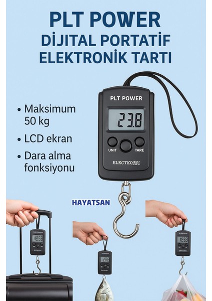 Taşınabilir Dijital Elektronik Tartı, 50 kg Kapasite ile Kullanışlı ve Hafif