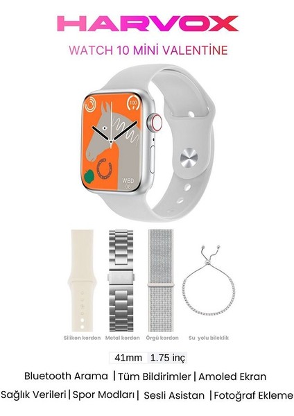 Watch 10 Mini Akıllı Saat Hediye Dolu Kutu Içeriği 3 Kordon ve Bileklik Zarafetlerle Dolu Kutu