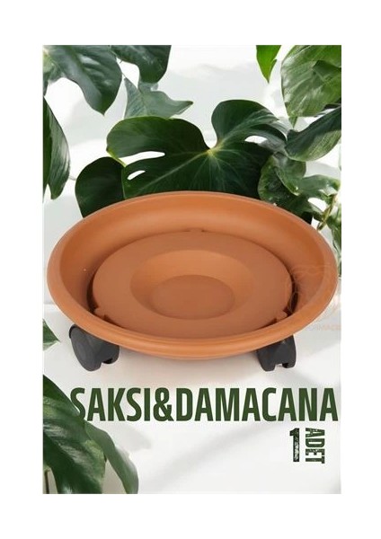 Tekerlekli Saksı Altığı 37 cm Kahve