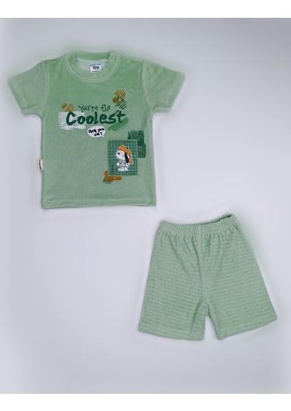 Baby 2411 Erkek Bebek Havlu Kumaş Şortlu Takım (74-80-86 Beden)
