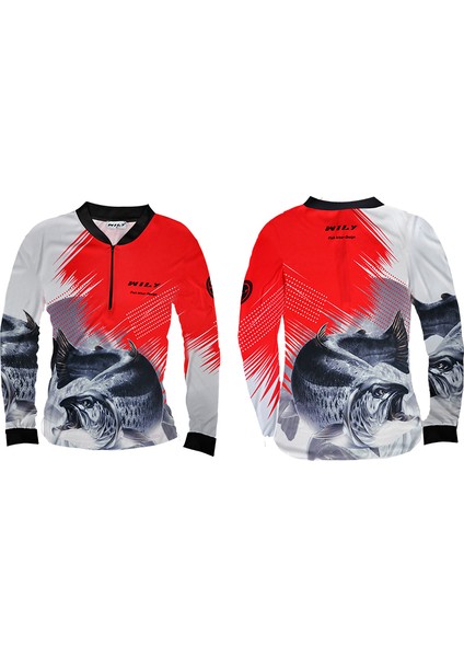 Wear Uv Korumalı Balıkçı T-Shirt Fermuarlı Vision Red - Xxl