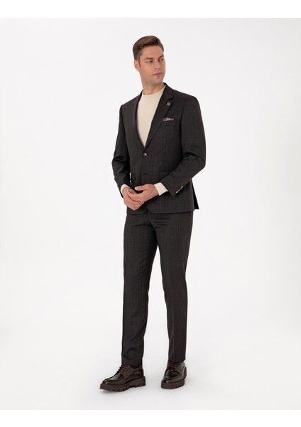 Erkek Kahverengi Slim Fit Takım Elbise 50311523-VR029 fırsatları