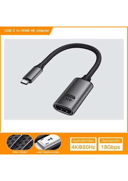 Type-C To HDMI Çevirici Kablo 20CM, 4K 60Hz, HDMI 2.0 (LEVELS-CNV16)